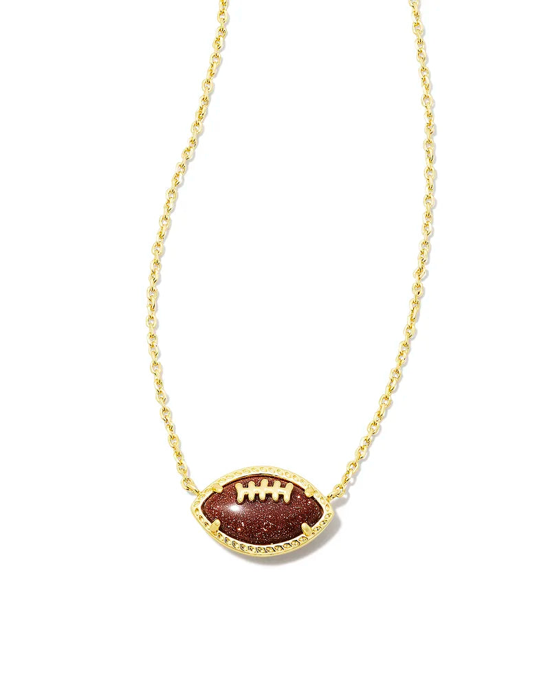 KENDRA SCOTT Football Gold Short Pendant Necklace in Orange Goldstone