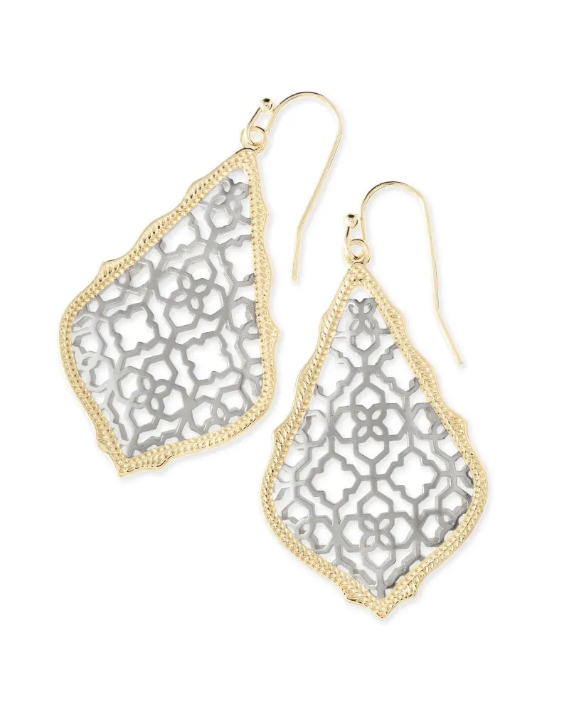 KENDRA SCOTT Addie Gold Drop Earrings in Silver Filigree Mix