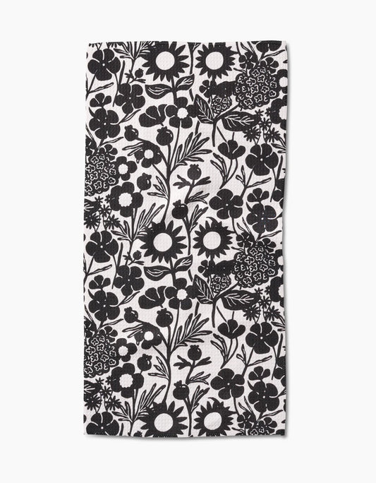 Geometry Black Flower Garden Bar Towel