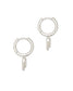 KENDRA SCOTT Ari Heart Silver Huggie Earrings in Ivory Mother-of-Pearl