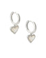 KENDRA SCOTT Ari Heart Silver Huggie Earrings in Ivory Mother-of-Pearl