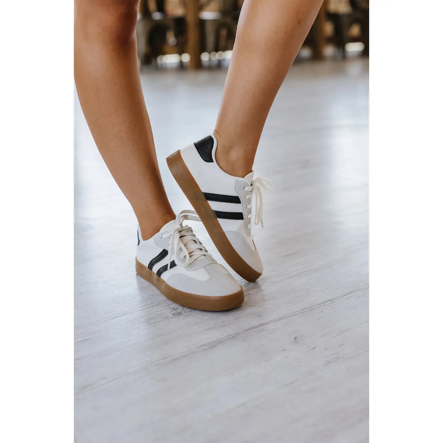 Striped Lace Up Flat Sneakers