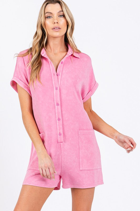 MINERAL WASHED SUPER SOFT OVERALL ROMPER