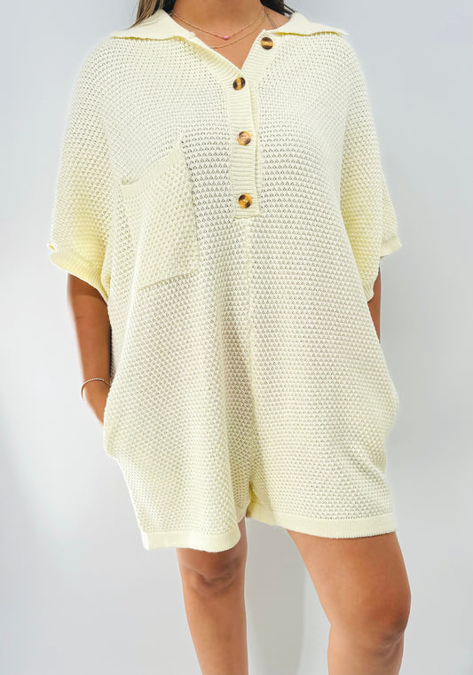 Oversize Solid Textured Knit Romper