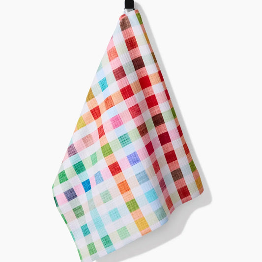 Geometry Woven Spring Plaid Tea Towel