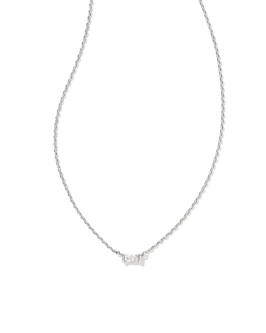 KENDRA SCOTT Juliette Silver Pendant Necklace in White Crystal