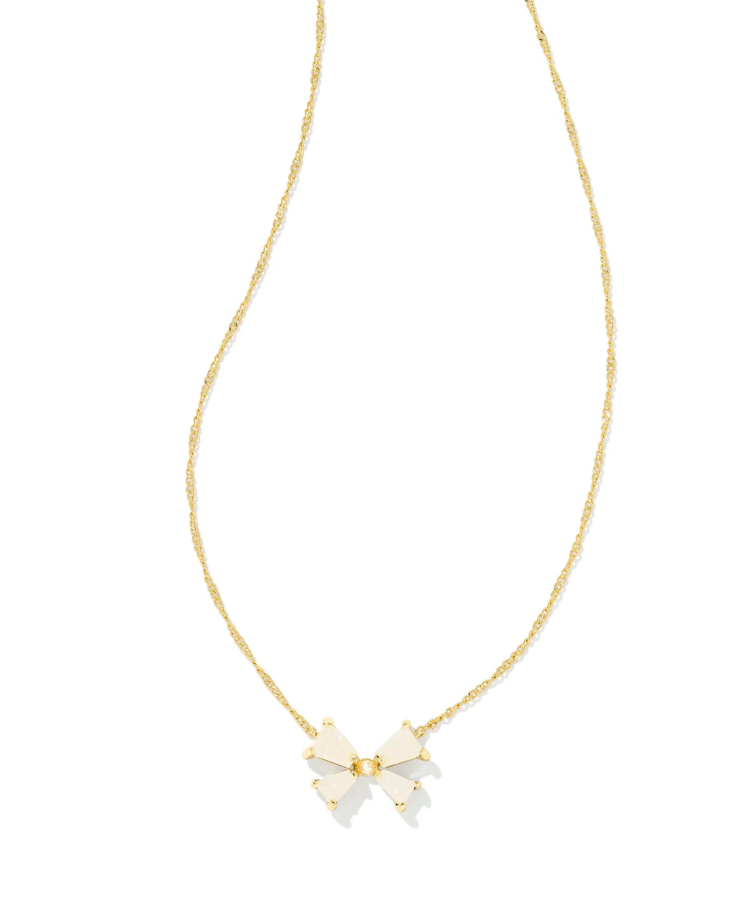 KENDRA SCOTT Blair Bow Small Pendant Necklace - Gold Iridescent Drusy