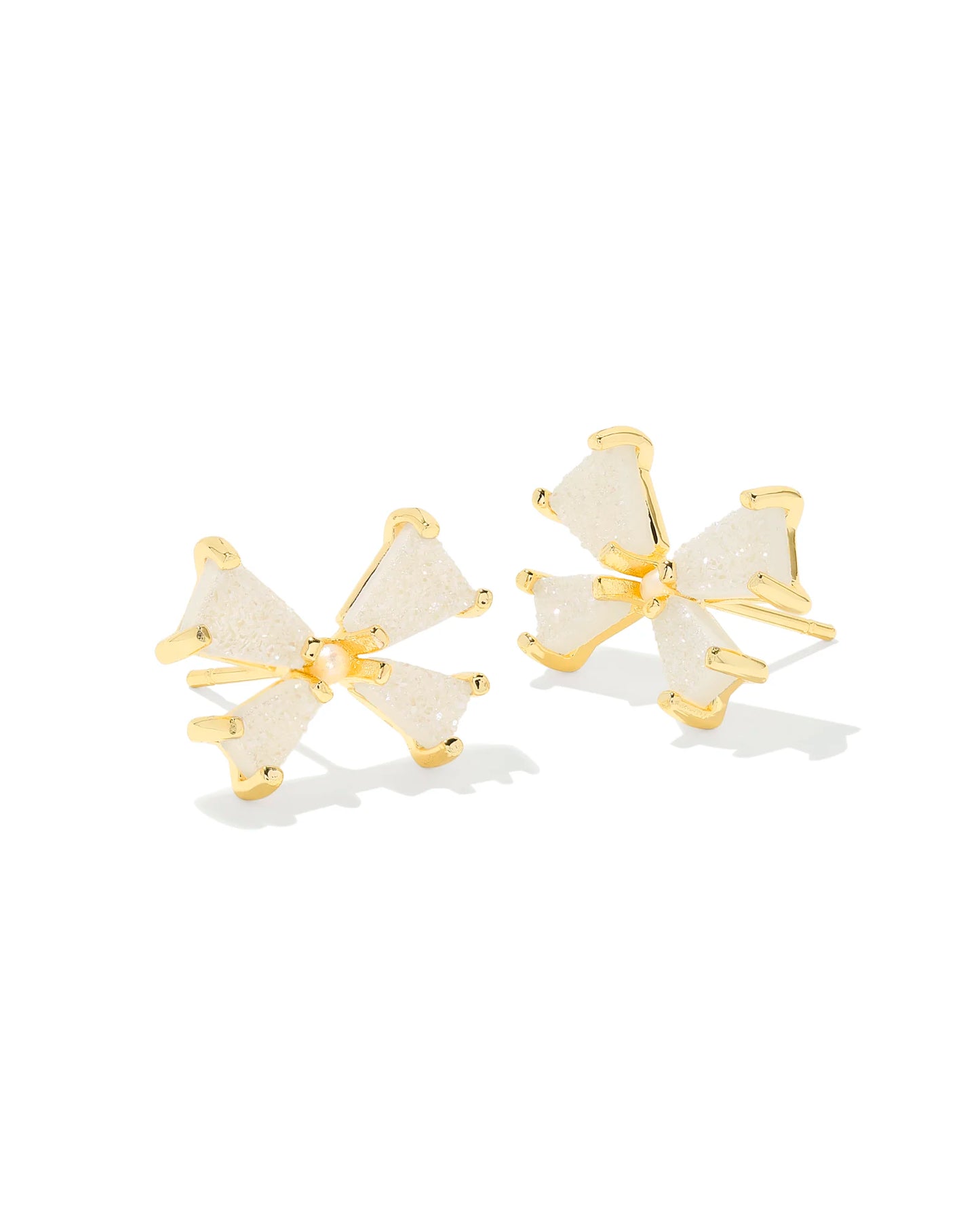 KENDRA SCOTT Blair Bow Small Stud Earrings - Gold Iridescent Drusy