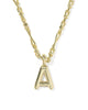 Bubble Letter A Gold Short Pendant Necklace