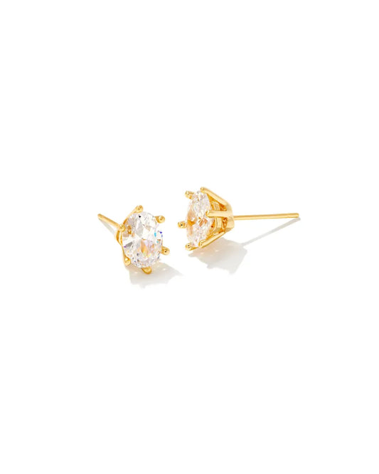 Kendra Scott Cailin Gold Crystal Stud Earrings in White Crystal