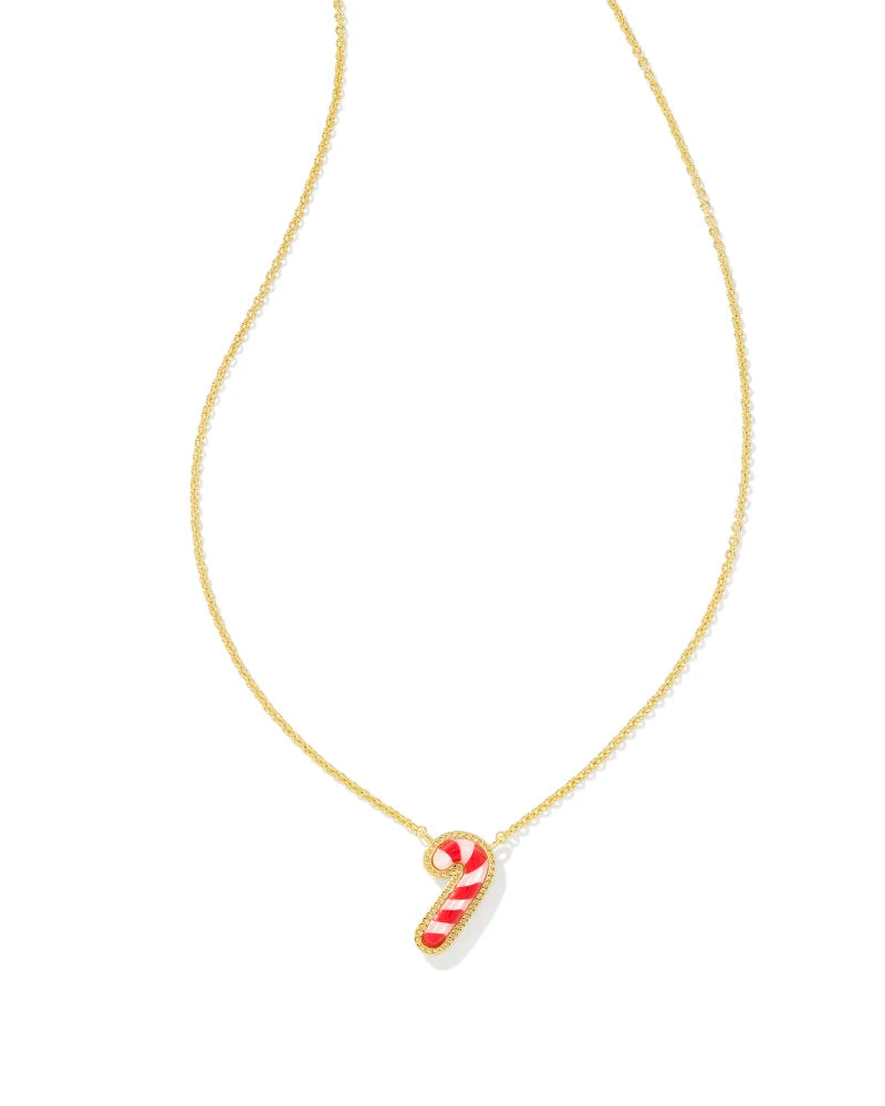 KENDRA SCOTT Candy Cane Gold Short Pendant Necklace in Ivory Mother-of-Pearl