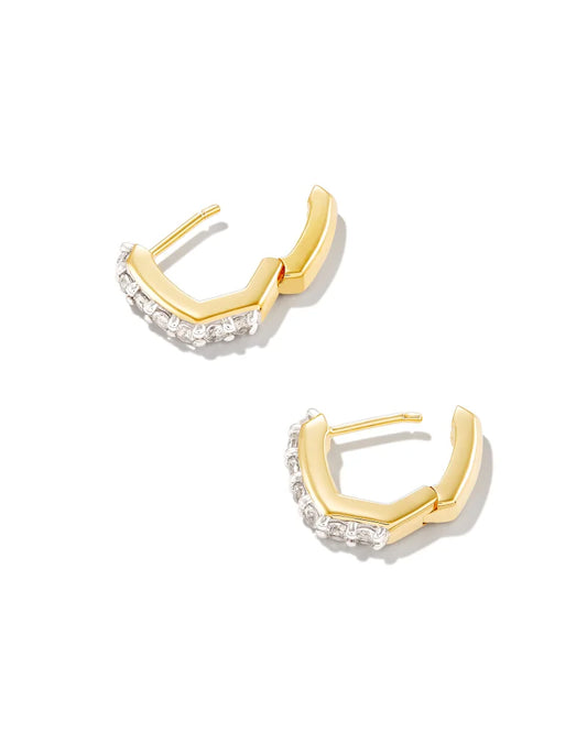 KENDRA SCOTT Davie 18k Gold Vermeil Huggie Earrings in White Topaz