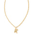 KENDRA SCOTT Crystal Letter K Gold Short Pendant Necklace in White Crystal