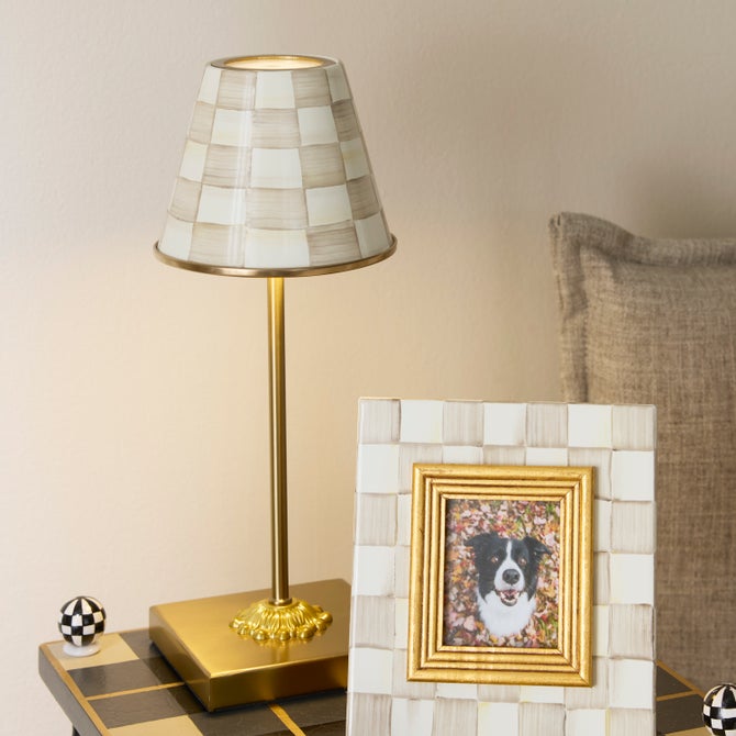 Mocha Check LED Rechargeable Cafe Table Lamp