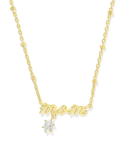 KENDRA SCOTT Mom  Gold Crystal Short Pendant Necklace
