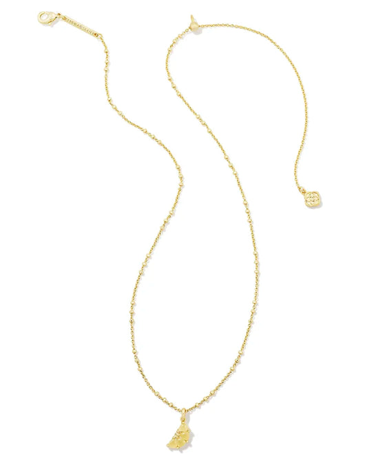 KENDRA SCOTT Lemon Gold Short Pendant Necklace in Yellow Opalite Glass