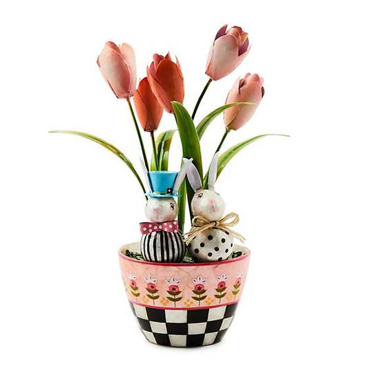 Calico Potted Tulip with Bunnies