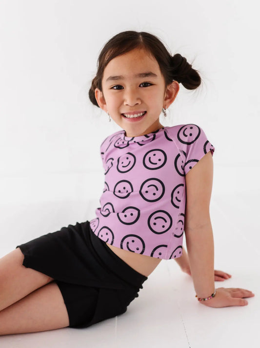 Mauve Smilies | Cross Back Tee