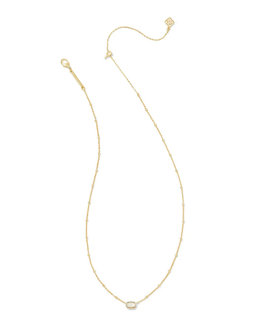 KENDRA SCOTT Mini Elisa Gold Satellite Short Pendant Necklace in Ivory Mother of Pearl