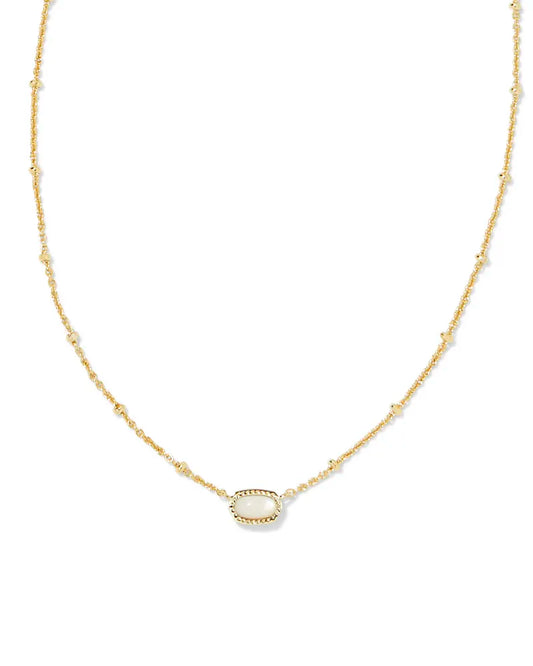 KENDRA SCOTT Mini Elisa Gold Satellite Short Pendant Necklace in Ivory Mother of Pearl