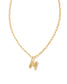 KENDRA SCOTT Crystal Letter M Gold Short Pendant Necklace in White Crystal