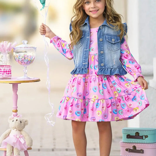 Sweethearts X Mia Belle Girls Darling Valentine Vest and Dress