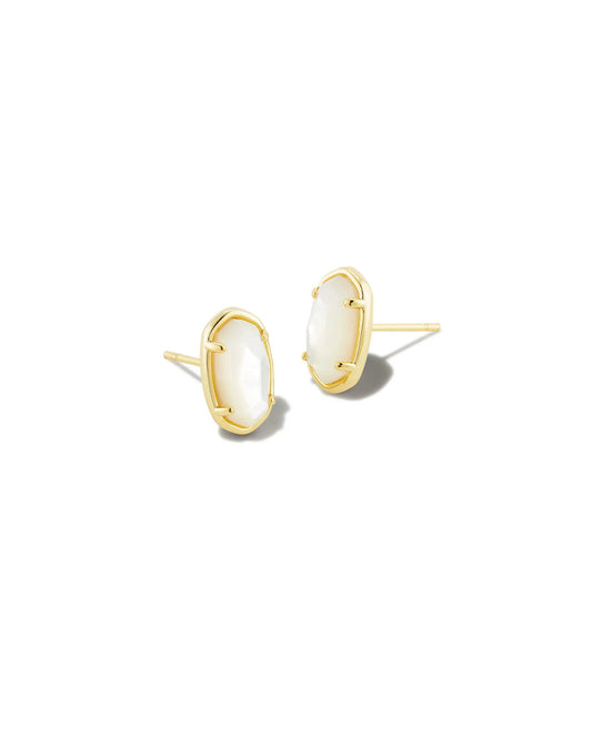 KENDRA SCOTT Grayson Gold Stud Earrings in Ivory Mother-of-Pearl