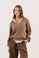 Exposed Seam V Neck Pullover Knit Sweater in Mocha