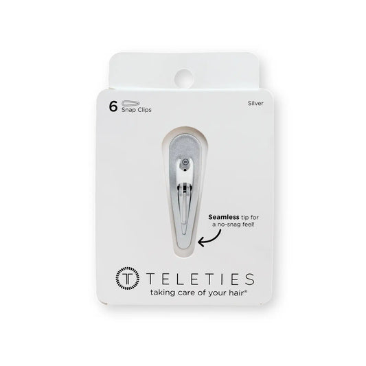 TELETIES  Snap Clip | Silver | 6 Count