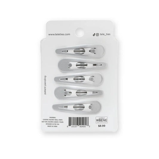 TELETIES  Snap Clip | Silver | 6 Count