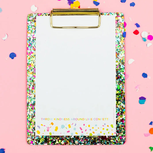 Acrylic Clipboard w/ Notepad Set - Colorful Confetti