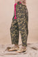 BRAIDED WAIST BELT PATCH CAMOUFLAGE PRINT PANTS