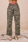BRAIDED WAIST BELT PATCH CAMOUFLAGE PRINT PANTS