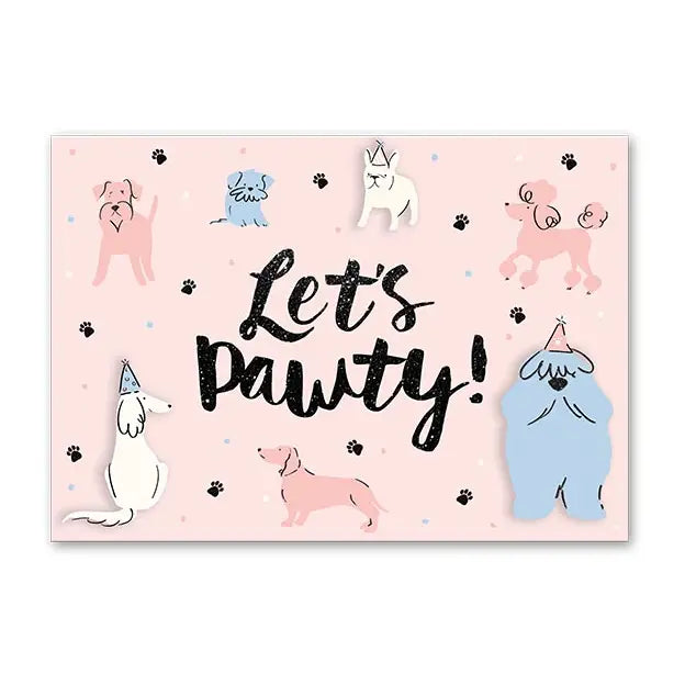 Greeting Card -Let's Pawty Floral Bday