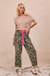 BRAIDED WAIST BELT PATCH CAMOUFLAGE PRINT PANTS