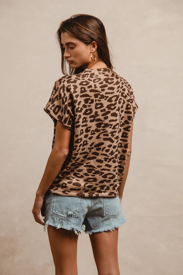 LEOPARD PRINT BASIC KNIT TOP