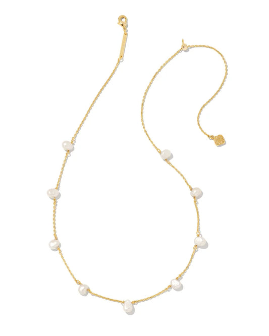 KENDRA SCOTT Leighton Gold Pearl Strand Necklace in White Pearl