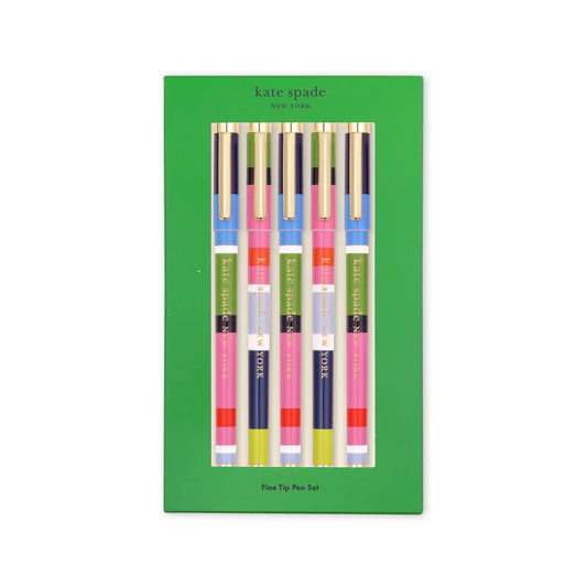 Kate Spade New York Fine Tip Pen Set, Sunny Day Stripe