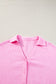 Bonbon Solid Color Puff Sleeve Crinkled Shirt