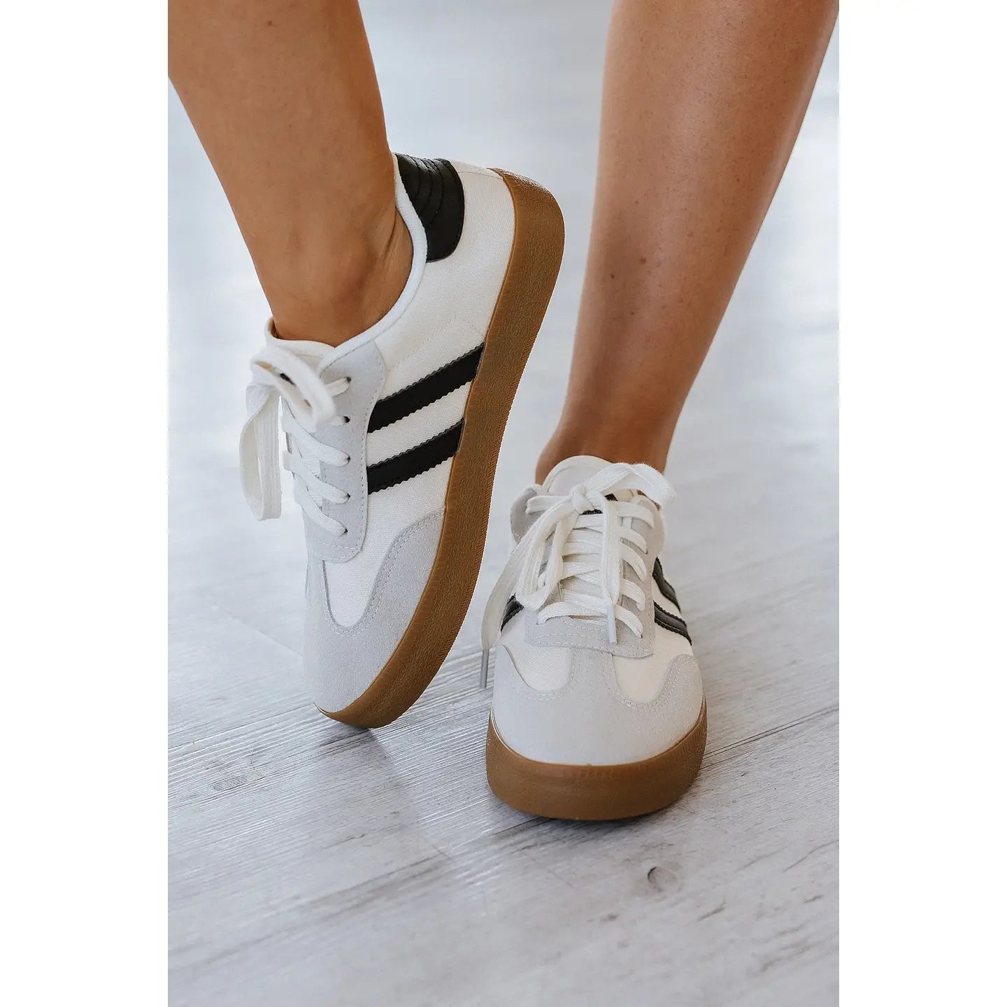 Striped Lace Up Flat Sneakers