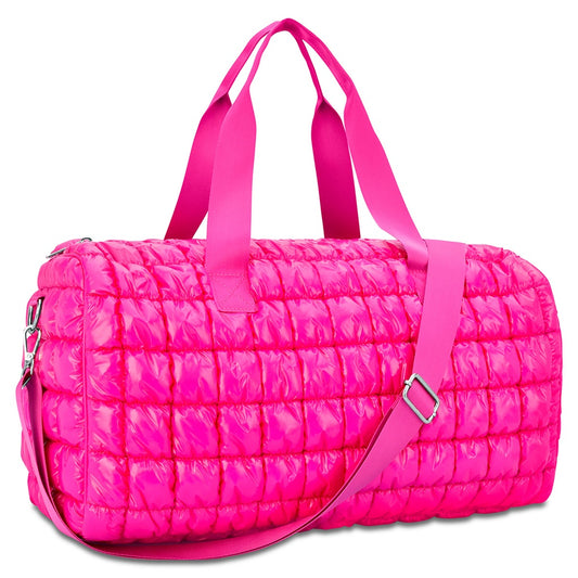 Hot Pink Shiny Puffer Duffel Bag