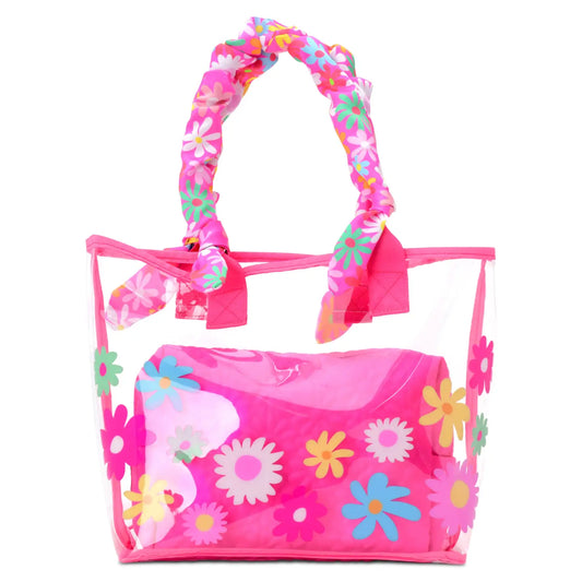 Puffy Flowers Clear Tote 2-PIECE Set