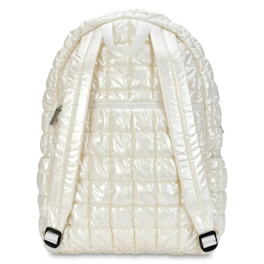 Pearl White Shiny Puffer Backpack