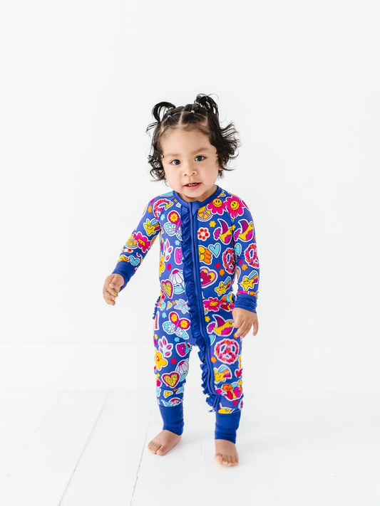 Kiki + Lulu Retro Girl Convertible Footies with Ruffle
