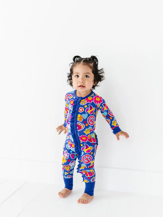 Kiki + Lulu Retro Girl Convertible Footies with Ruffle