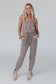 Three Bird Nest Set To Go Textured Jumpsuit and Cardigan Set - Mocha