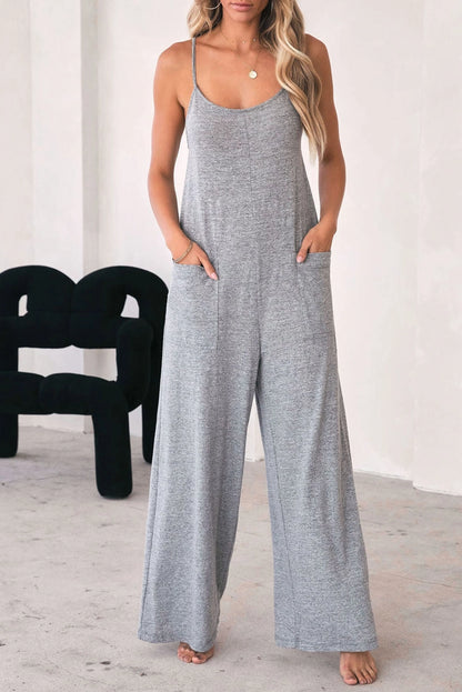 Gray Wide Leg Jumpsuit