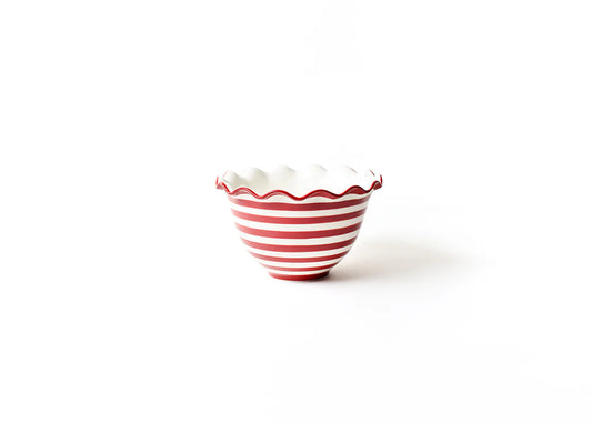 Coton Colors Red Stripe Ruffle Small Bowl