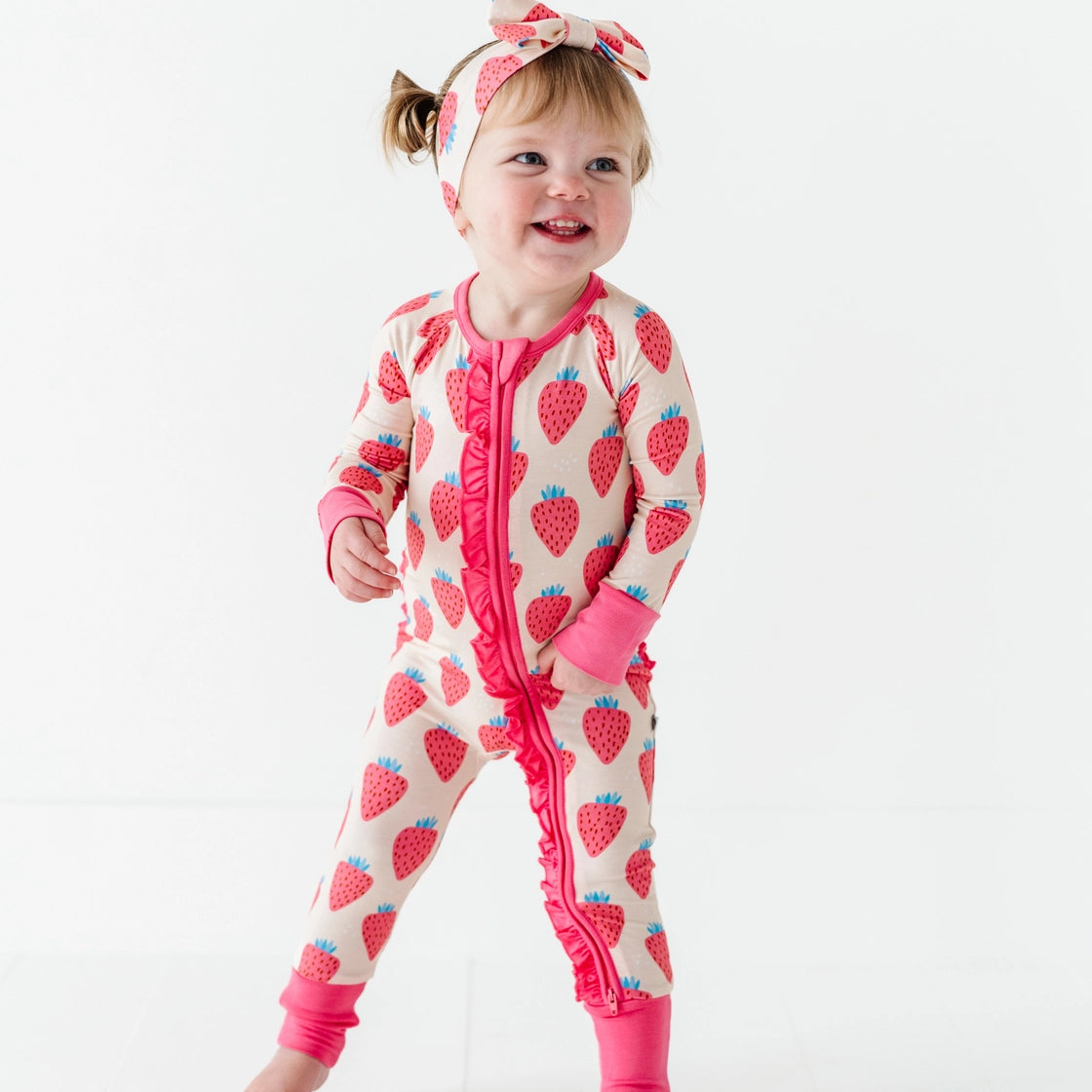 Kiki + Lulu You're My Jam Strawberry Convertible Footies with Ruffle