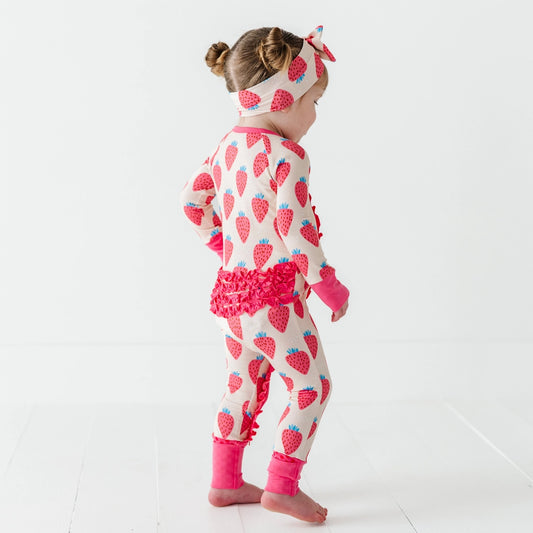 Kiki + Lulu You're My Jam Strawberry Convertible Footies with Ruffle